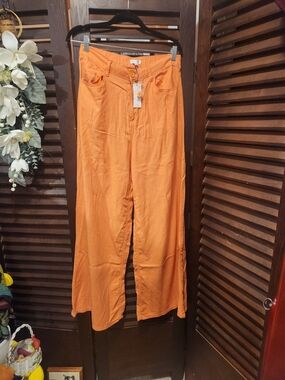 Hunter and Brown High-Rise Wide Leg Pants in Orange